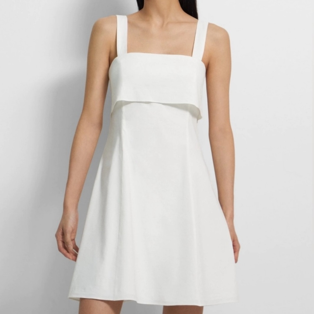 Theory Drape-Back Dress in Good Linen